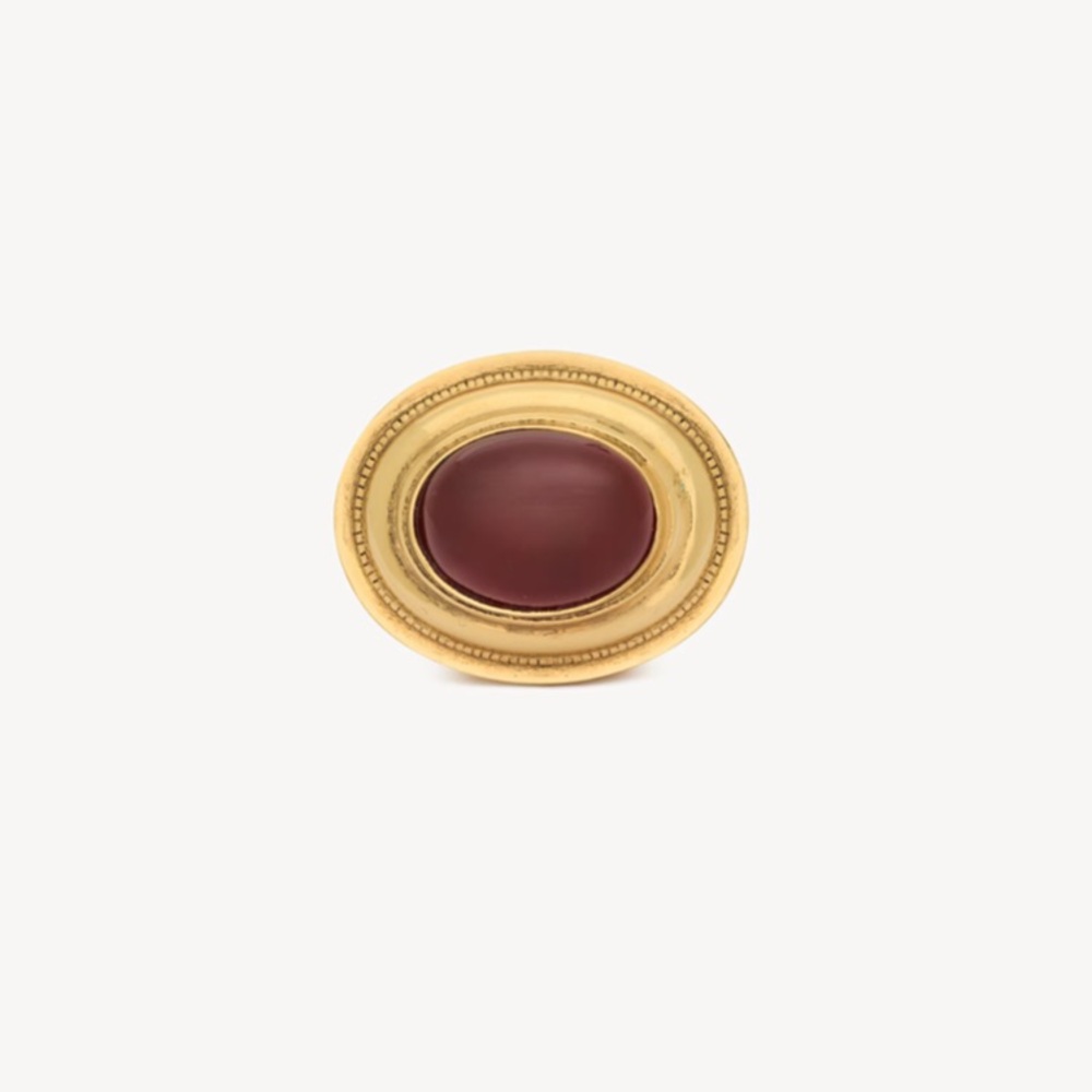 CABOCHON DOME Statement RING RED AND GOLD size 9